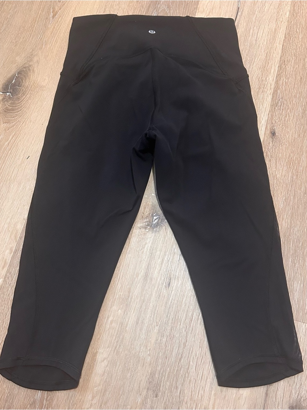 lululemon athletica Black Athletic Leggings Capri Cropped Sheer Detail